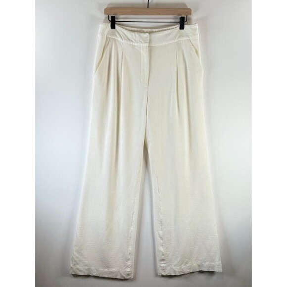 Veronica Beard Womens Pants White Robinne Pleated Crepe Wide Leg Dress Size 10 - Picture 2 of 9